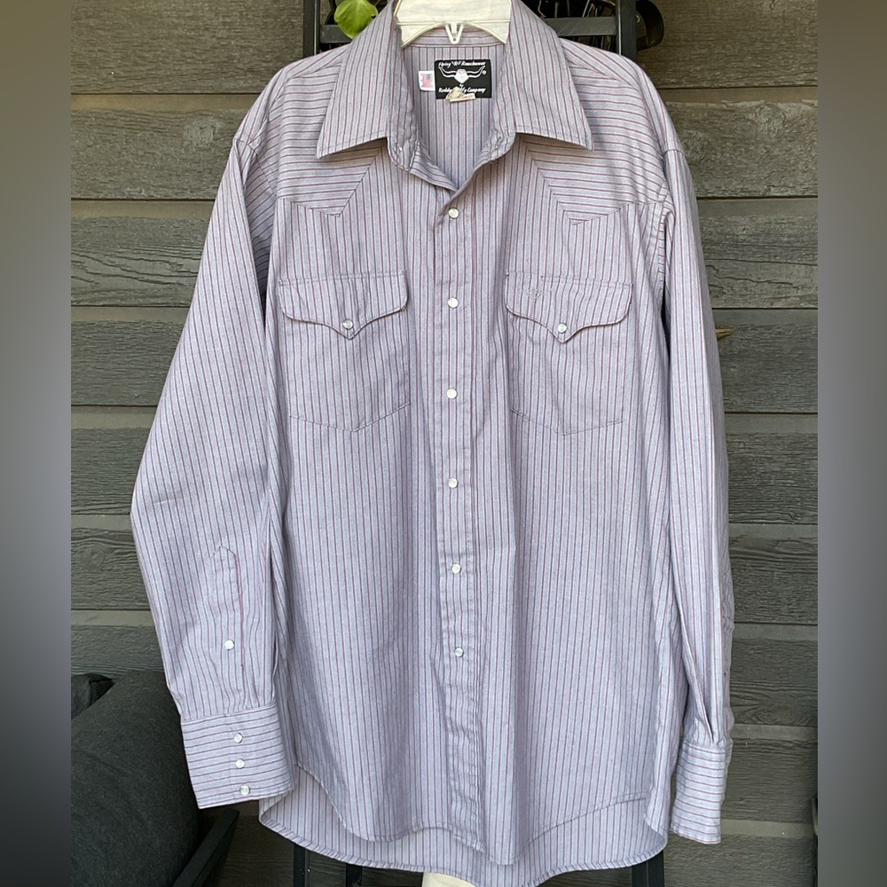 Flying R Ranchwear Western Pearl Snap Long Sleeve Classic Fit Size L(16-1/2-35)
